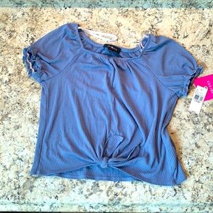 Large kids blue front knot shirt